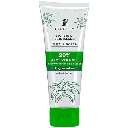 Pilgrim 99% Aloe Vera Gel With White Lotus, Vitamin E & B5, 200 ml Fragrance Free, For All Skin & Hair Types