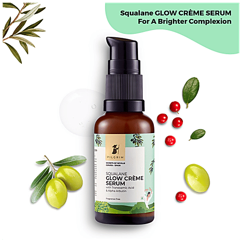 Pilgrim Squalane Glow Creme Serum With Tranexamic Acid & Alpha Arbutin - Hydrates Skin, 30 g  