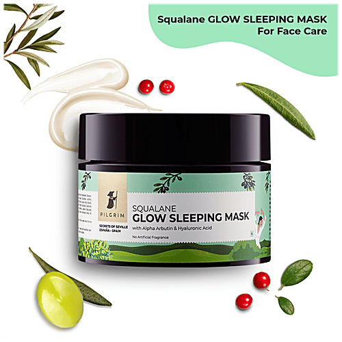 Pilgrim Squalane Glow Sleeping Mask With Alpha Arbutin & Hyaluronic Acid - Hydrates Skin, 50 g