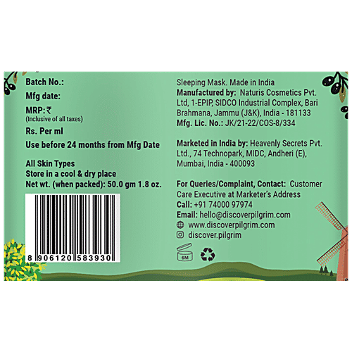 Pilgrim Squalane Glow Sleeping Mask With Alpha Arbutin & Hyaluronic Acid - Hydrates Skin, 50 g