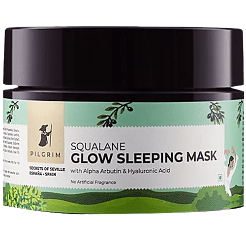 Pilgrim Squalane Glow Sleeping Mask With Alpha Arbutin & Hyaluronic Acid - Hydrates Skin, 50 g