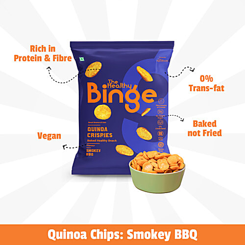 The Healthy Binge Quinoa Crispies - Smokey BBQ, Guilt Free Snacking, Helps Blood Sugar & Cholesterol, 40 g Pouch 