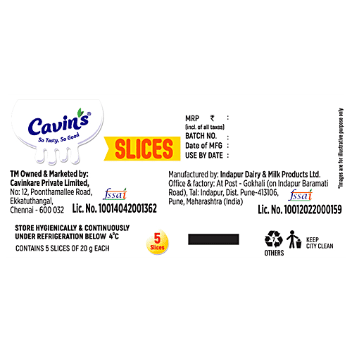 Buy Cavins Processed Cheese Slices Rich In Calcium, Fat & Protein