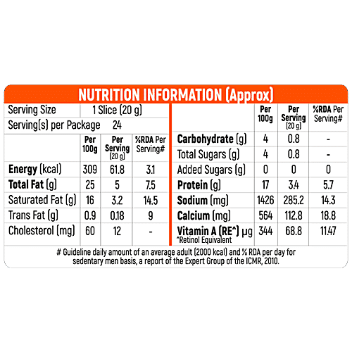 Cavins Processed Cheese Slices Rich In Calcium, Fat & Protein, 480 g