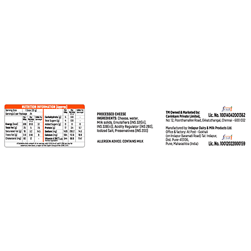 Buy Cavins Processed Cheese Slices Rich In Calcium, Fat & Protein