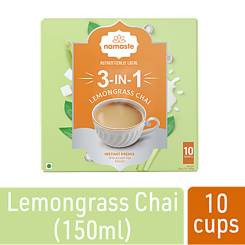 Namaste Chai 3-In-1 Instant Tea Premix - Lemongrass Flavour, Assam Tea, Ready Mix, Authentically Local, 220 g (10 Sachet x 22 g each) Authentically Local
 3-in-1 Instant Premix