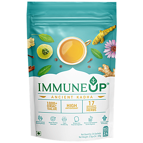 Namaste Chai Immuneup - Immunity Booster Herbal Tea, Ancient Kadha For Cough & Cold, Authentically Local, 60 g (24 Sachet x 2.5 g each) Immunity Booster
 Ancient Kadha
 High Antioxidant