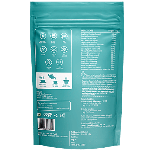 Namaste Chai Immuneup - Immunity Booster Herbal Tea, Ancient Kadha For Cough & Cold, Authentically Local, 60 g (24 Sachet x 2.5 g each) Immunity Booster
 Ancient Kadha
 High Antioxidant