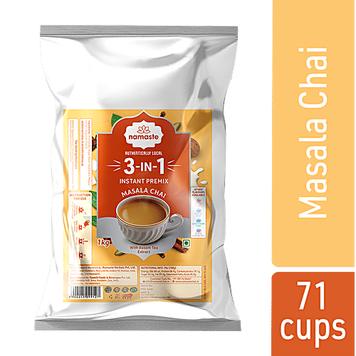 Namaste Chai Instant Tea Premix, Masala Chai Powder - Value Pack, Ginger, Clove, Cinnamon, Nutmeg & Cardamom, For Vending Machine, Ready Mix, 1 kg  Authentic Masala Chai
 Instant Premix