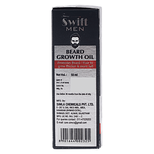Simco Swift Men Beard Growth Oil - No Harmful Chemicals, 50 ml  