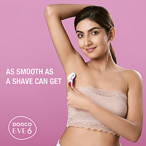 Dorco Eve 6 Razor System - With 2 Cartridges, Vitamin E, Aloe Vera, Argan Oil, Open Flow For Easy Rinsing, For A Smooth Shave, 2 pcs  