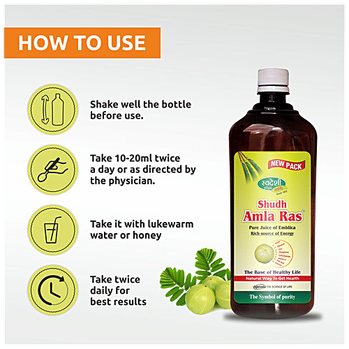 Swadeshi Ayurved Shudh Amla Ras - Relieves Indigestion & Debility, 1 L