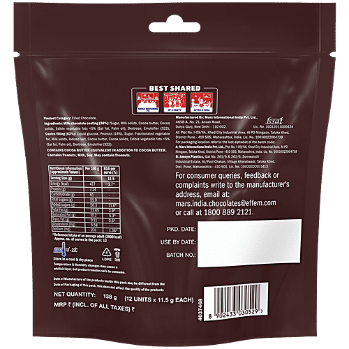 Snickers Minis Chocolate Pack, 138 g (12x11.5 g) Loaded With Peanuts, Nougat, & Caramel