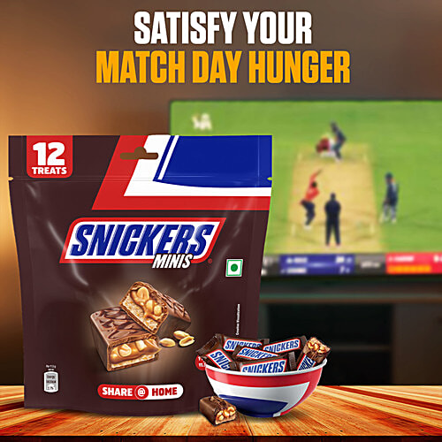 Snickers Minis Chocolate Pack, 138 g (12x11.5 g) Loaded With Peanuts, Nougat, & Caramel