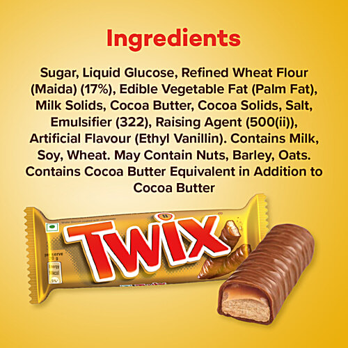 Twix Chocolate Bar, 50 g  Wafer Biscuit Coated With Chocolate