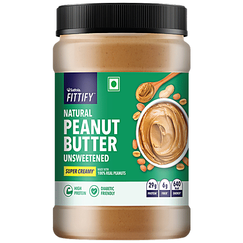 Buy Saffola Fittify Natural Peanut Butter Unsweetened Super Creamy 925g