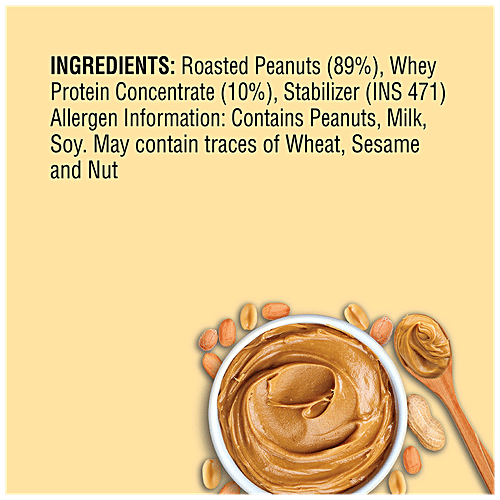 Saffola FITTIFY Whey Protein Peanut Butter Unsweetened Super Creamy, 340 g Jar 