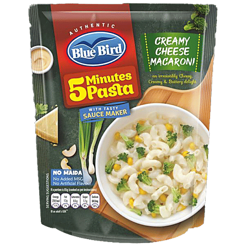 Blue Bird 5 Minutes Pasta Creamy Cheese Macaroni - Lip Smacking Taste, Rich In Carbohydrates & Proteins, 65 g  
