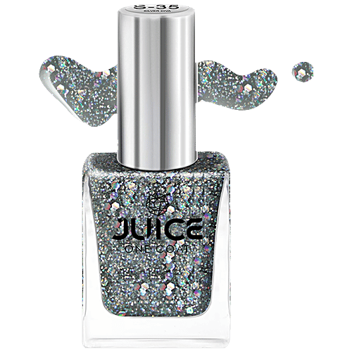 Juice Nail Polish - Silky White, Pearly Black, Sparkling Stars, Silver Diva, Milky Way, Zero-chip, Heavily Pigmented, 55 ml (Pack of 5) 