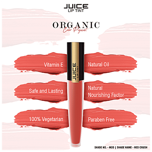Juice Lip Tint Liquid Lipstick - Waterproof & Long Lasting, 4 ml Red Crush-M-20