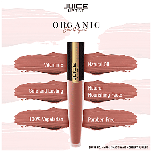 Juice Lip Tint Liquid Lipstick - Waterproof & Long Lasting, 4 ml Cherry Jubilee-M-70
