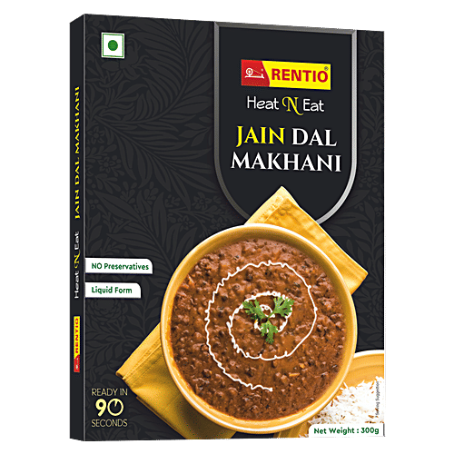 RENTIO Heat N Eat - Jain Dal Makhani, No Preservatives, Ready In 90 Seconds, 300 g  