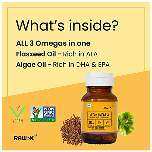 Buy RawRX Vegan Omega 3 Fatty Acid Capsules Food Based Formula