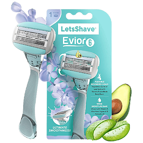 LetsShave Evior 6 Razor for Women - Twin 3 Blade Design, Smooth Skin, Zero Irritation, 1 pc  