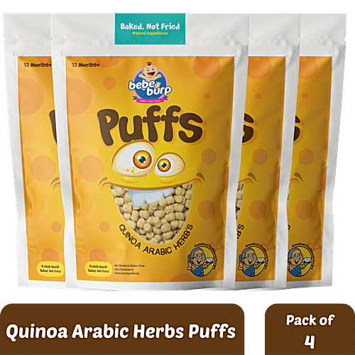 Bebe Burp Quinoa Arabic Herb Puffs - Protein Snack, Baked, No Maida, Gluten-Free, 12 Months+, 35 g (Pack of 4) 