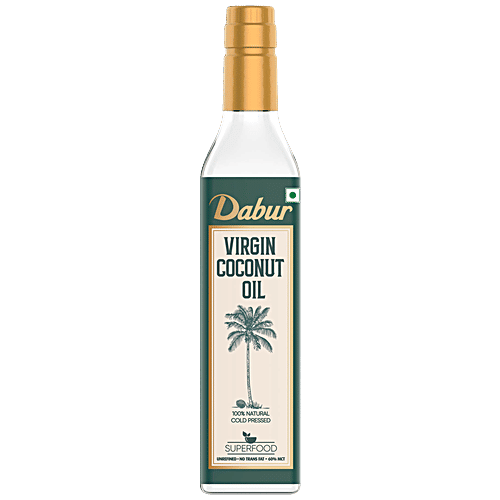 Dabur Virgin Coconut Oil - Cold Pressed, Natural, Unrefined, Helps Boost Immunity, 500 ml Bottle 