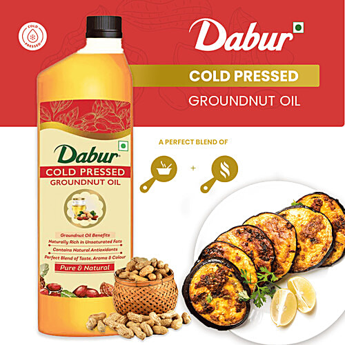 Dabur Cold Pressed Groundnut Oil, 1 L  Contains Natural Antioxidants, Contains MUFA & Omega 6 PUFA