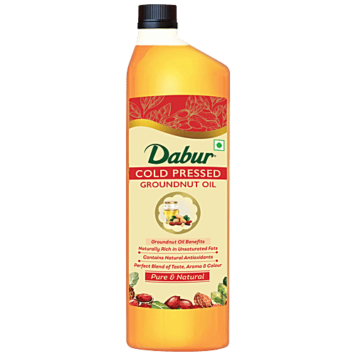 Dabur Cold Pressed Groundnut Oil, 1 L  Contains Natural Antioxidants, Contains MUFA & Omega 6 PUFA