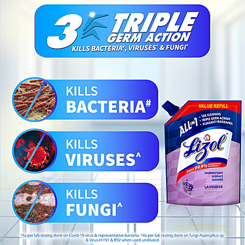 Lizol All In One Disinfectant Surface - Lavender, 1.8 L Refill Pack 