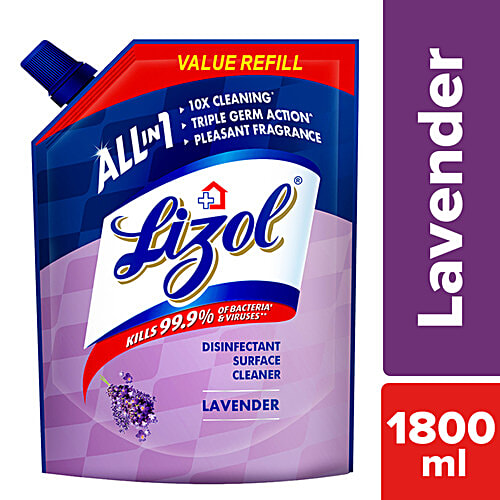 Lizol All In One Disinfectant Surface - Lavender, 1.8 L Refill Pack 