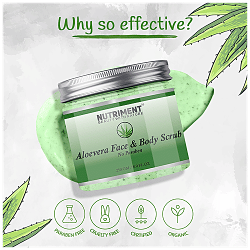 Nutriment Aloe Vera Face & Body Scrub - Reduces Fine Lines & Wrinkles, 250 g  
