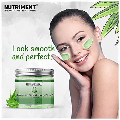 Nutriment Aloe Vera Face & Body Scrub - Reduces Fine Lines & Wrinkles, 250 g  