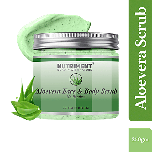 Nutriment Aloe Vera Face & Body Scrub - Reduces Fine Lines & Wrinkles, 250 g  