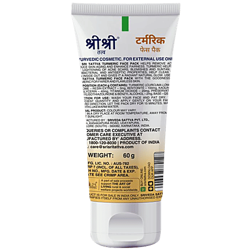 Sri Sri Tattva Turmeric Face Pack - For Glowing Skin, 60 g  