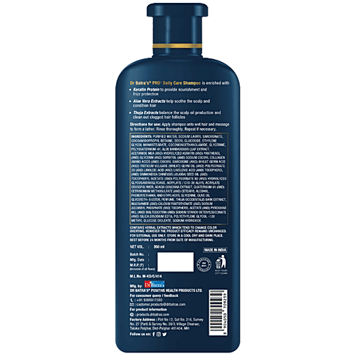 Dr Batra's  Pro+ Daily Care Shampoo - Gently Cleanses Scalp, 350 ml Bottle 