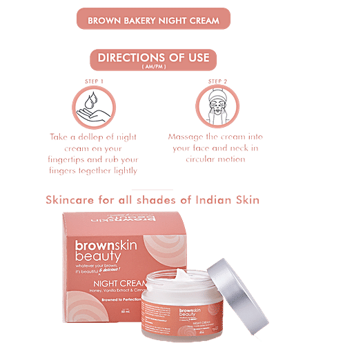 BrownSkin Beauty Brown Bakery Night Cream - Honey, Vanilla Extract & Cinnamon, Nourishes Skin, 50 ml