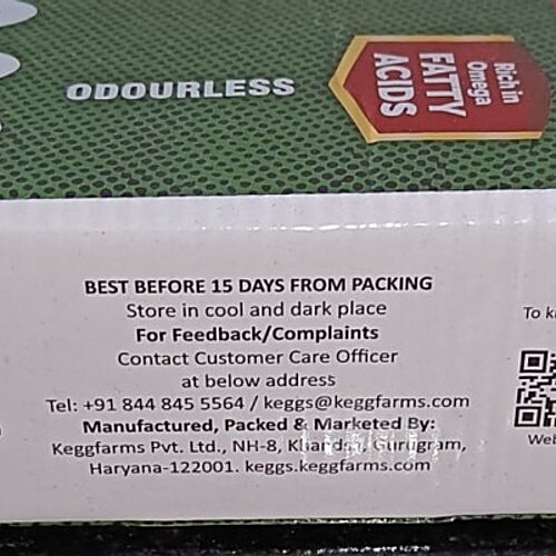 Keggs Cage Free Eggs - Odourless, Rich In Omega Fatty Acids, 12 pcs  