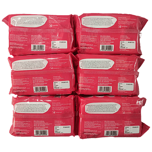 Mylo Care Baby Cleansing Wipes - With Lid, Gentle With 98% Pure Water, Organic Coconut Oil & Neem, 80 pcs (Pack of 6) 