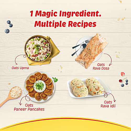 Saffola Rolled Oats - Natural With High Protein & Fibre, Healthy Cereals, Value Pack, 1 kg (Pack of 2) 