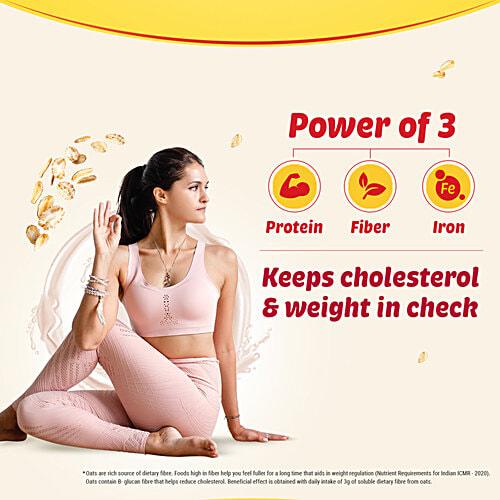 Saffola Rolled Oats - Natural With High Protein & Fibre, Healthy Cereals, Value Pack, 1 kg (Pack of 2) 