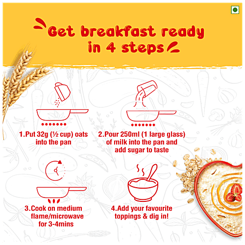 Saffola Rolled Oats - Natural With High Protein & Fibre, Healthy Cereals, Value Pack, 1 kg (Pack of 2) 