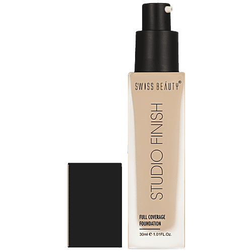 Swiss Beauty Studio Finish Full Coverage Foundation - Lightweight, Smooth Application, 30 ml Natural Beige 
