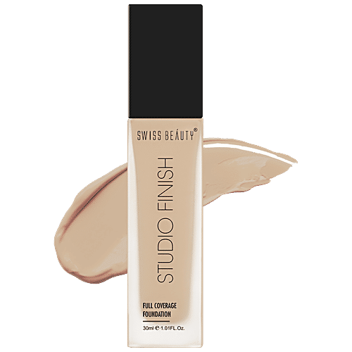 Swiss Beauty Studio Finish Full Coverage Foundation - Lightweight, Smooth Application, 30 ml Natural Beige 