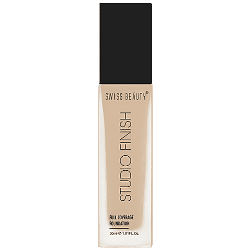 Swiss Beauty Studio Finish Full Coverage Foundation - Lightweight, Smooth Application, 30 ml Natural Beige 