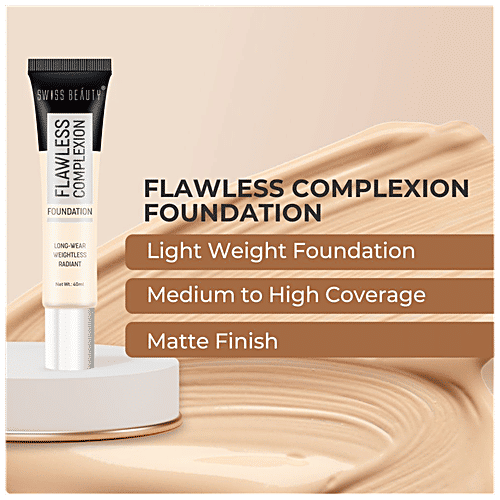 Swiss Beauty Flawless Complexion Foundation - Matte Finish, Lightweight, Long-Lasting, 40 ml Ivory Rose 