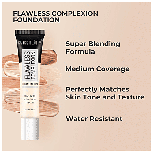 Swiss Beauty Flawless Complexion Foundation - Matte Finish, Lightweight, Long-Lasting, 40 ml Ivory Rose 